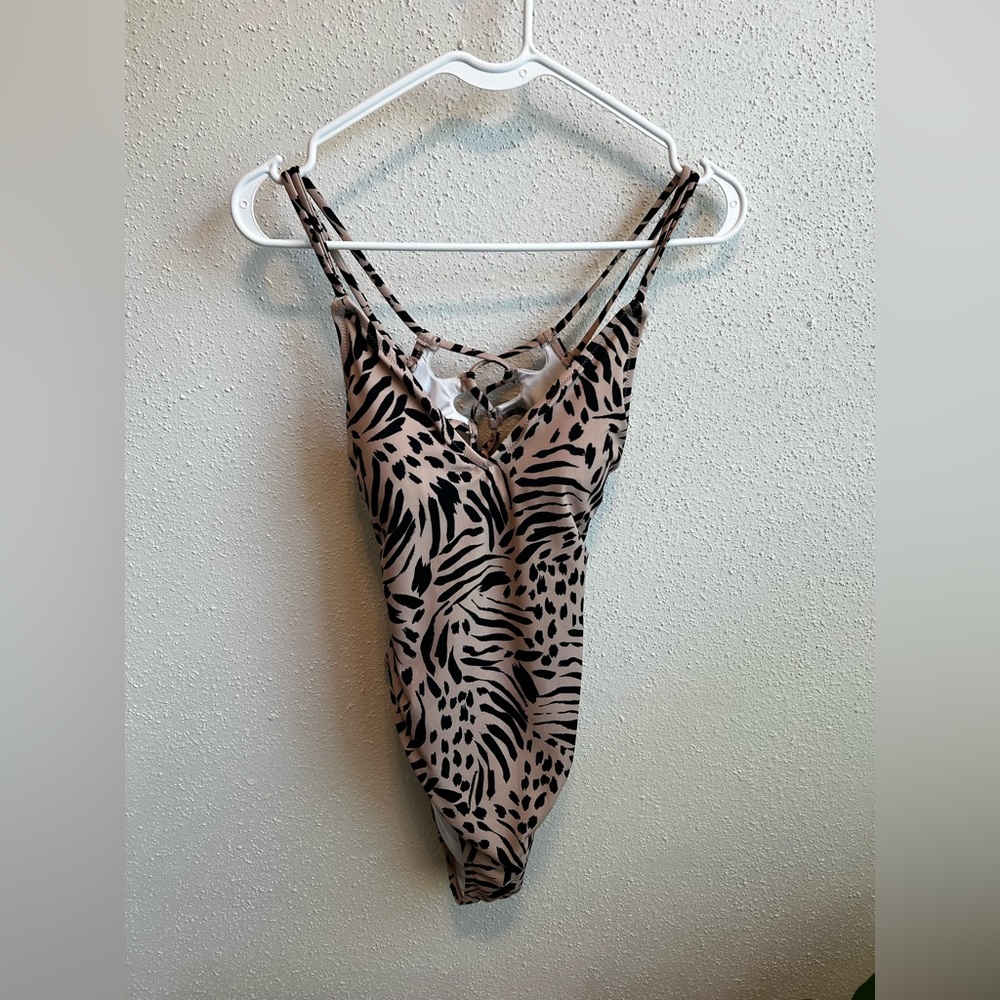Brown and Black Leopard Print Bathing Suit